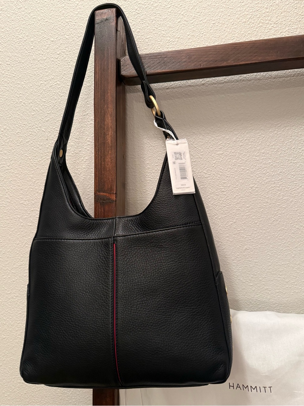 NWT Hammitt Tim Medium - Soft Leather Shoulder Bag - Black/Brushed Gold - Picture 4 of 16